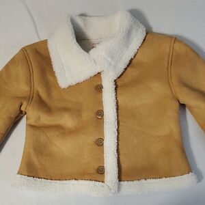 Sincerely Jules Girl NWOT Tan and Cream Kids Faux Suede/Sherpa-lined Jacket Sz 8